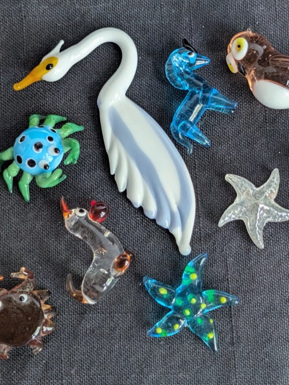 Lot of 9 Miniature Art Glass Animal Figurines & more